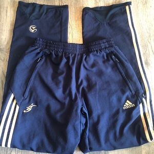 Men’s Adidas blue athletic pants, size S.